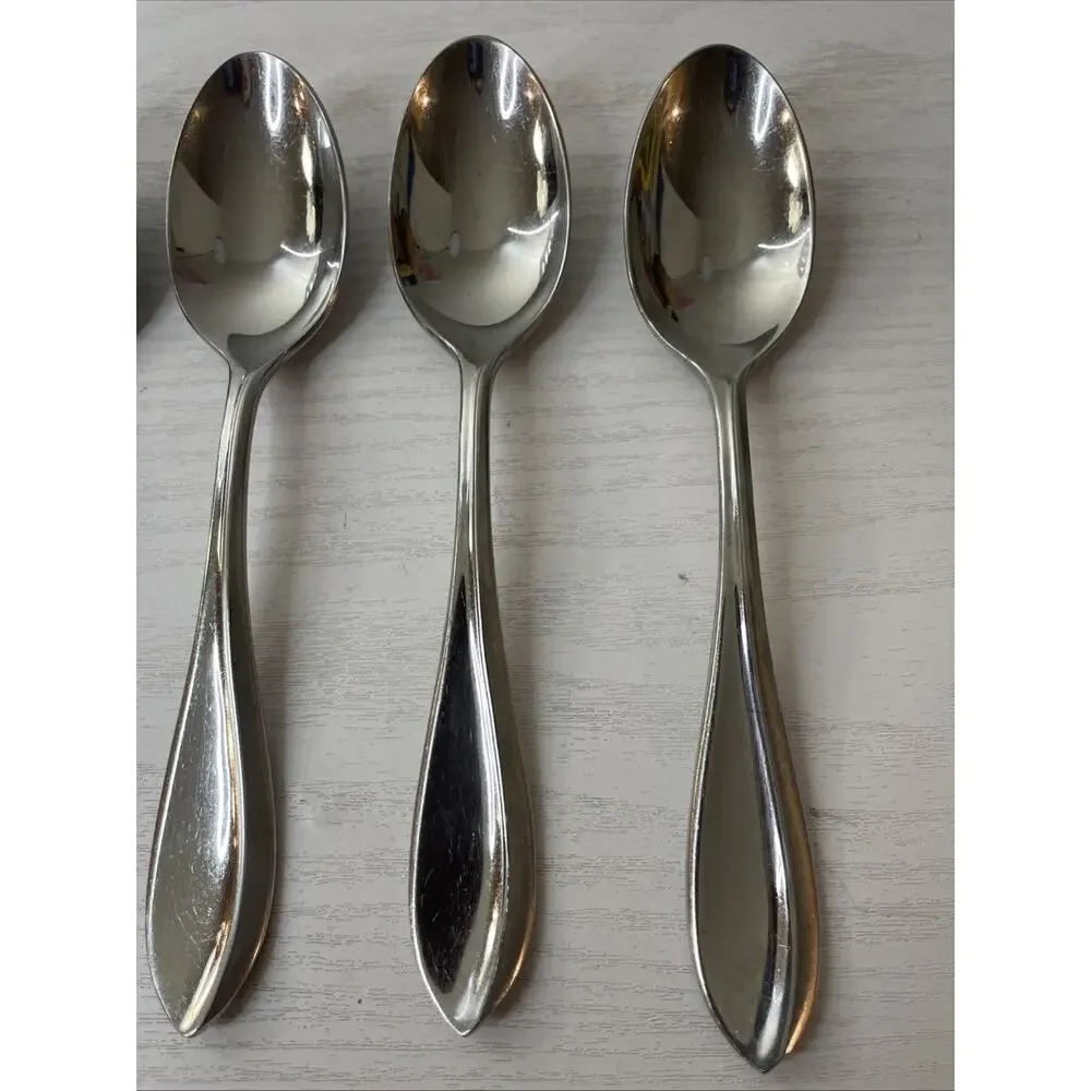 Lot of 8 Cuisinart Carbay Stainless Oval Soup Place Spoons Replacement Flatware